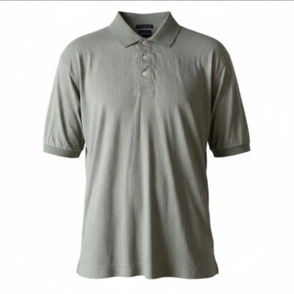 Dockers Golf‎ Mens Large Polo Shirt Sage Green Mercerized Cotton Geometric Print